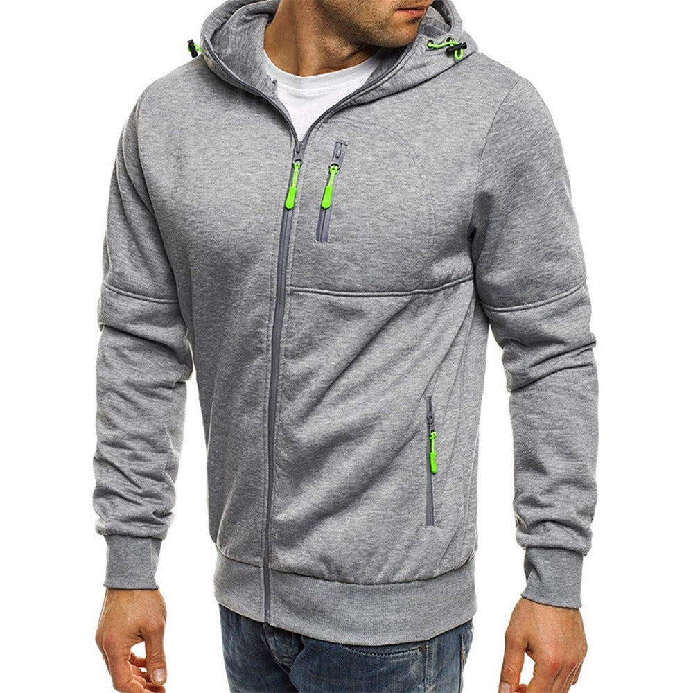 New men's sports, fitness, leisure jacquard hoodie, cardigan, hooded jacket