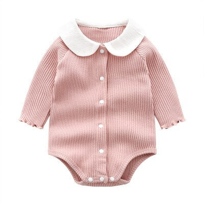 Children's Clothing Toddler Infant Baby Girl Rompers Newborn Clothes Korean Style Baby Girl Peter Pan Collar Jumpsuits Bodysuits