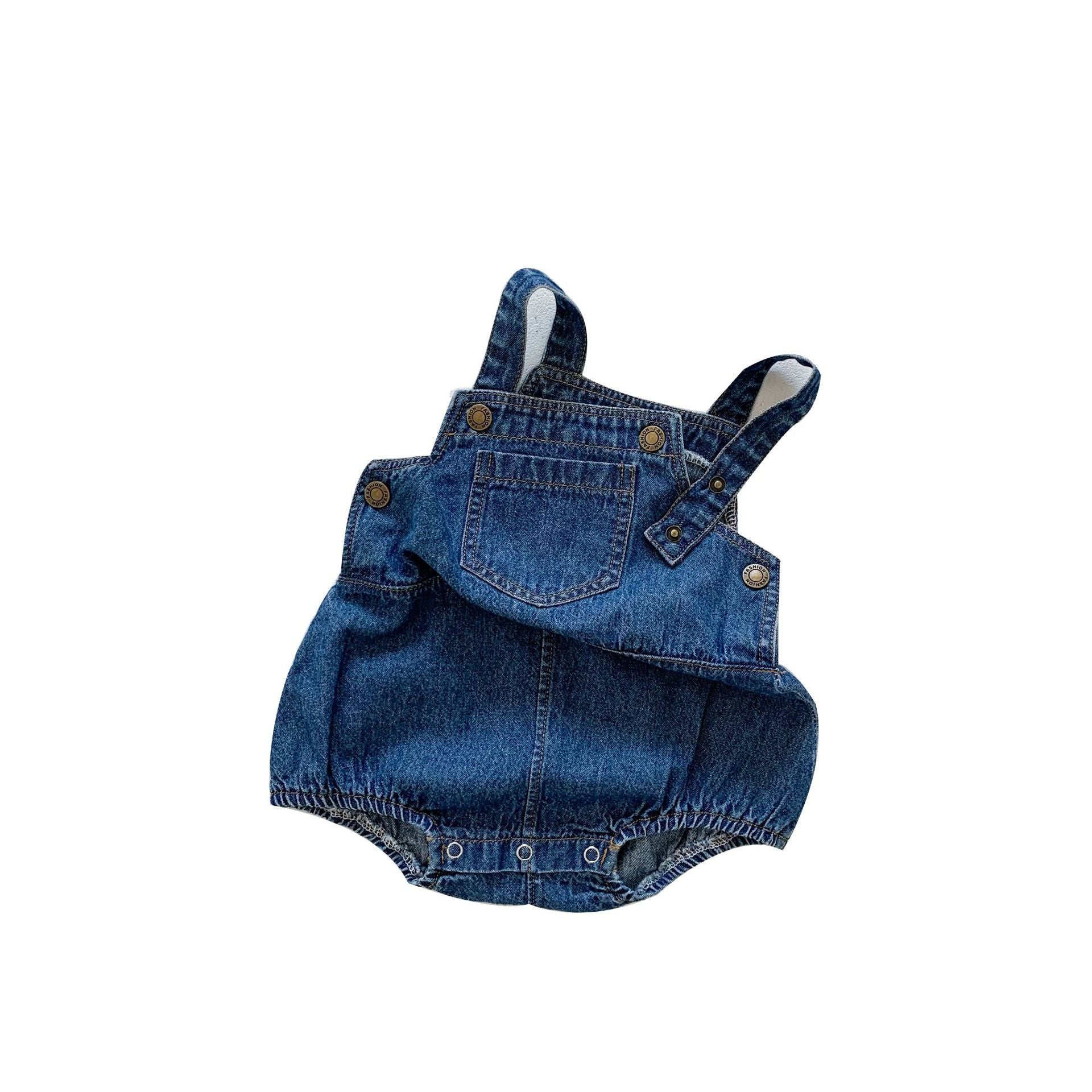 Spring And Summer Baby Denim Bag Fart Clothes 0-3 Years Old Baby Rompers Boys And Girls Cotton Jumpsuits Climbing Clothes