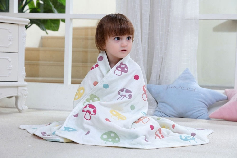 110*110cm Parent-child Baby Summer Bedding Sofa Quilt 100% Cotton Baby Blanket Child Quilt 6 Layers Muslin Swaddle for Newborns