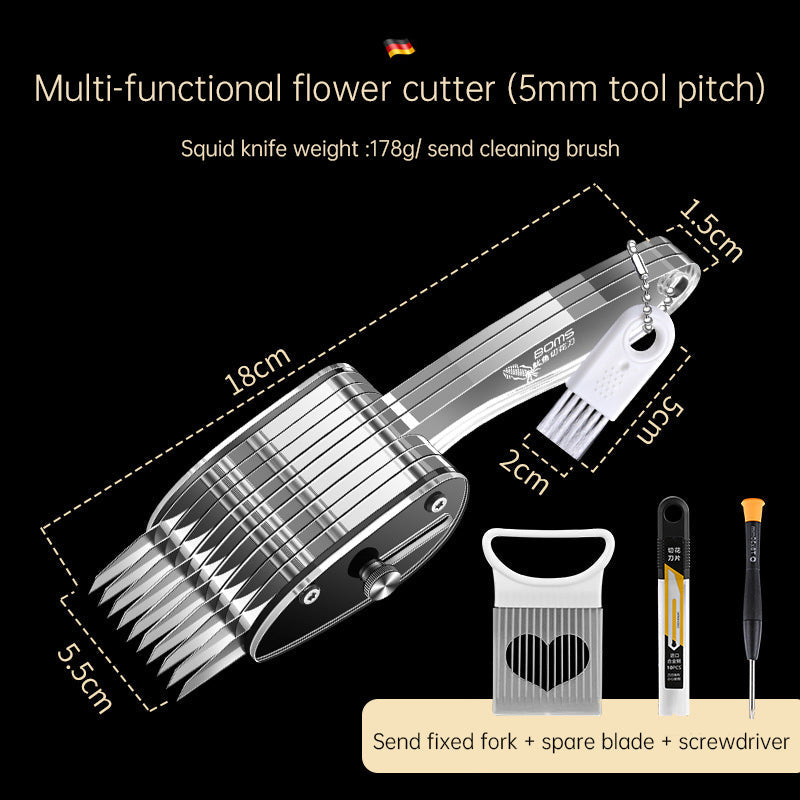 Squid Flower Cutting Knife Scallion Silk Cutting Knife Scalable Carving Tool Chicken Gizzard Waist Flower Knife