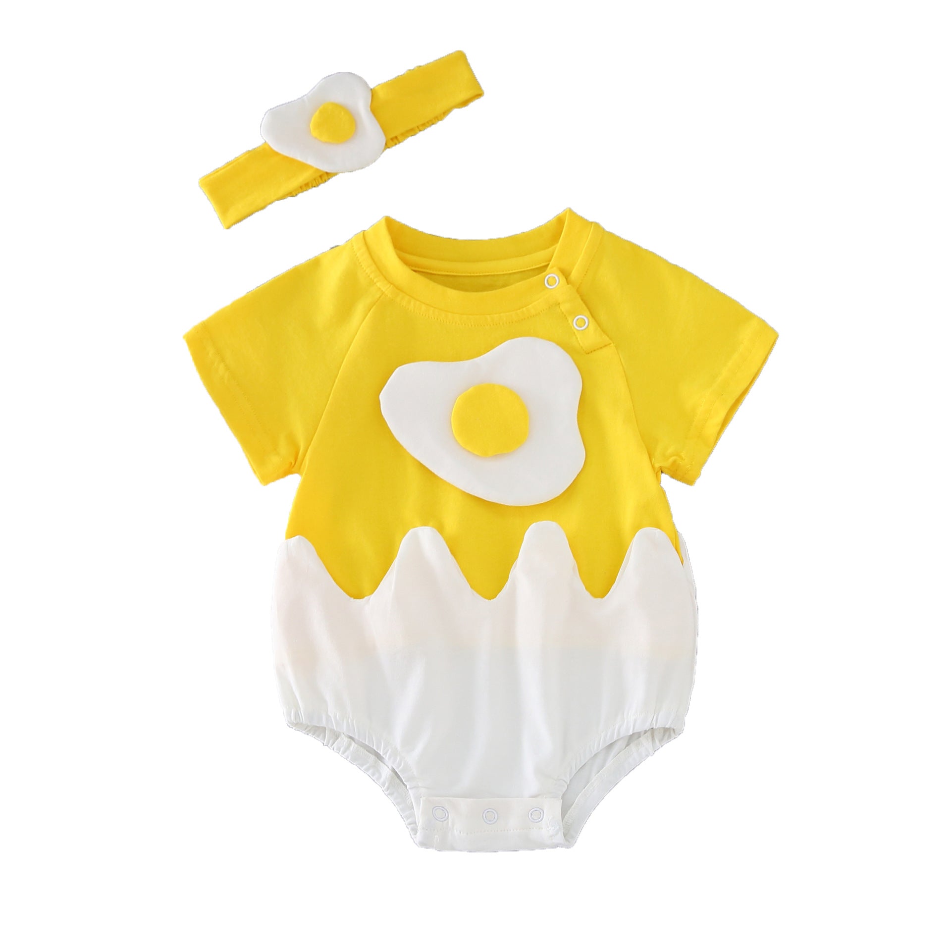 Baby Onesie Summer Cartoon Three-Dimensional Egg Yolk Shape Newborn Go Out Romper Summer Girl Baby Wrapping Clothes