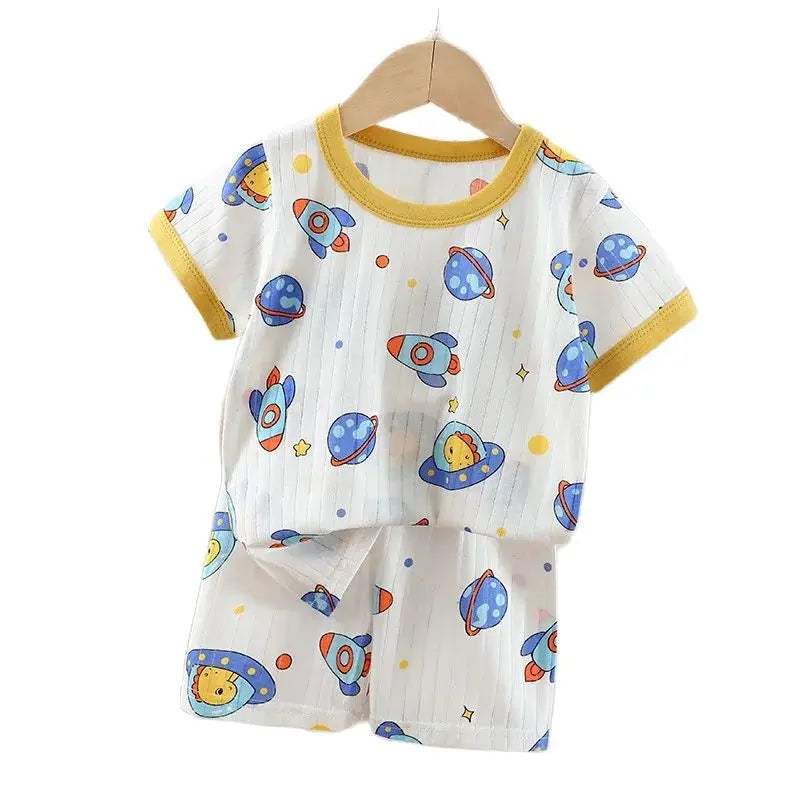 Dinosaur Baby Pajamas Set Cotton Child Pajamas Toddler Summer Sleeveless Baby Nightwear Pyjamas Kid Cartoon Homewear Clothes Set