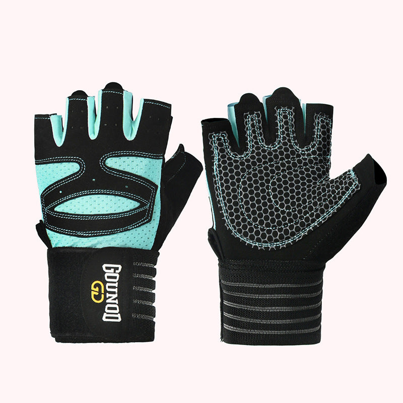 Fitness gloves extended breathable and wear-resistant half finger gloves for exercise