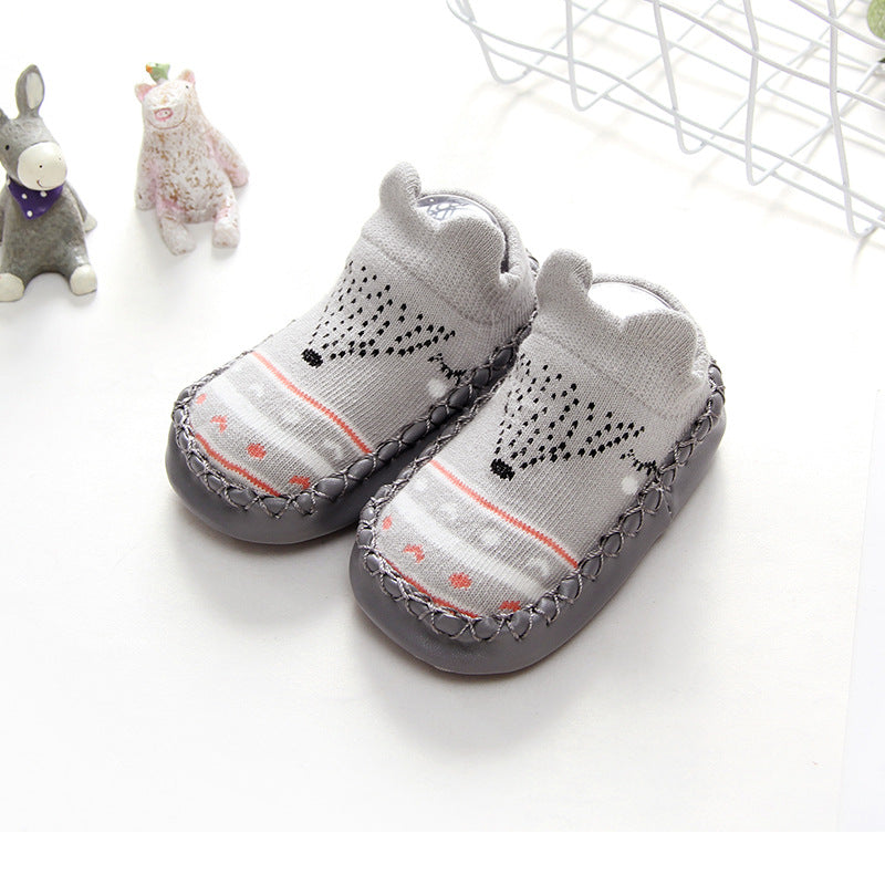 Spring and Autumn Cartoon Fox Style Children's Floor Socks Baby Toddler Shoes Socks Boys Baby Girl Baby Non-slip Soft Leather Sole Shoes