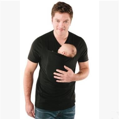 Multifunction Shirts Plus Size Baby Carrier Clothing Kangaroo T-Shirt For Father Mother With Baby Short-sleeve Big Pocket Tops