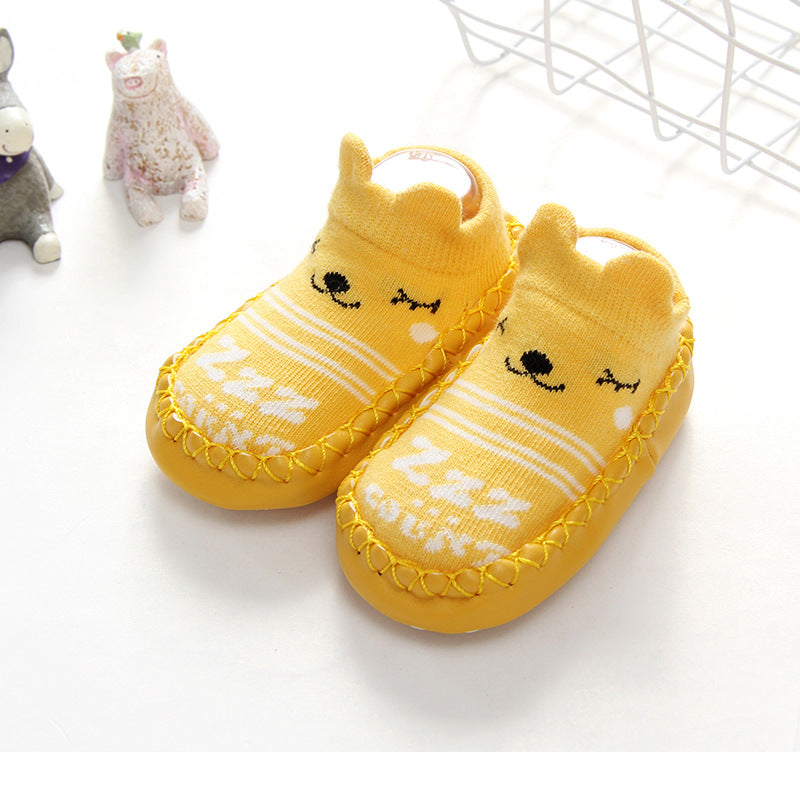 Spring and Autumn Cartoon Fox Style Children's Floor Socks Baby Toddler Shoes Socks Boys Baby Girl Baby Non-slip Soft Leather Sole Shoes