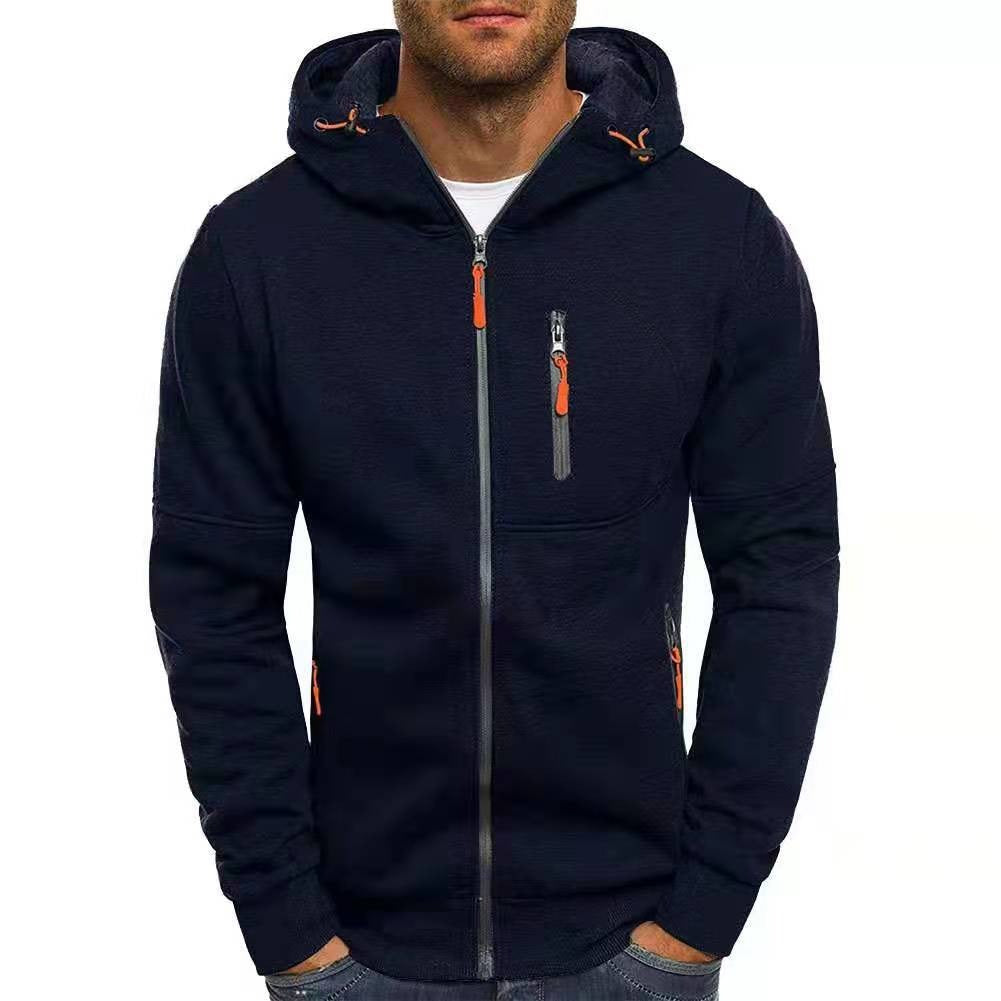 New men's sports, fitness, leisure jacquard hoodie, cardigan, hooded jacket