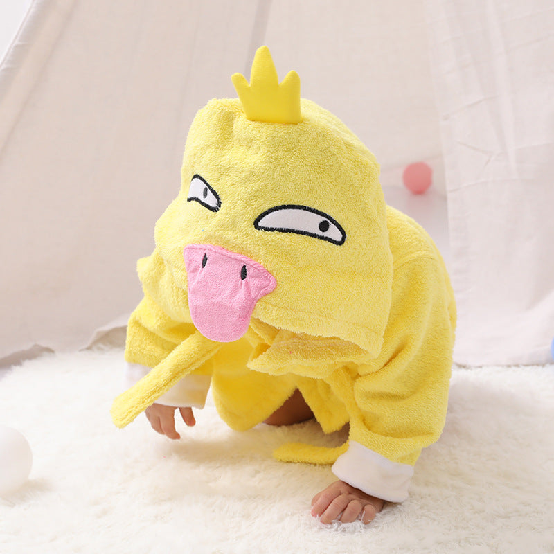 Children's Cardigan Hooded Animal Bathrobe Baby Home Clothes Cotton Towel Material Baby Absorbent Bath Towel