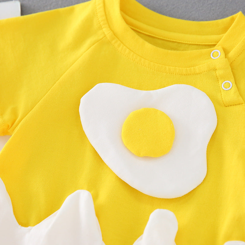 Baby Onesie Summer Cartoon Three-Dimensional Egg Yolk Shape Newborn Go Out Romper Summer Girl Baby Wrapping Clothes