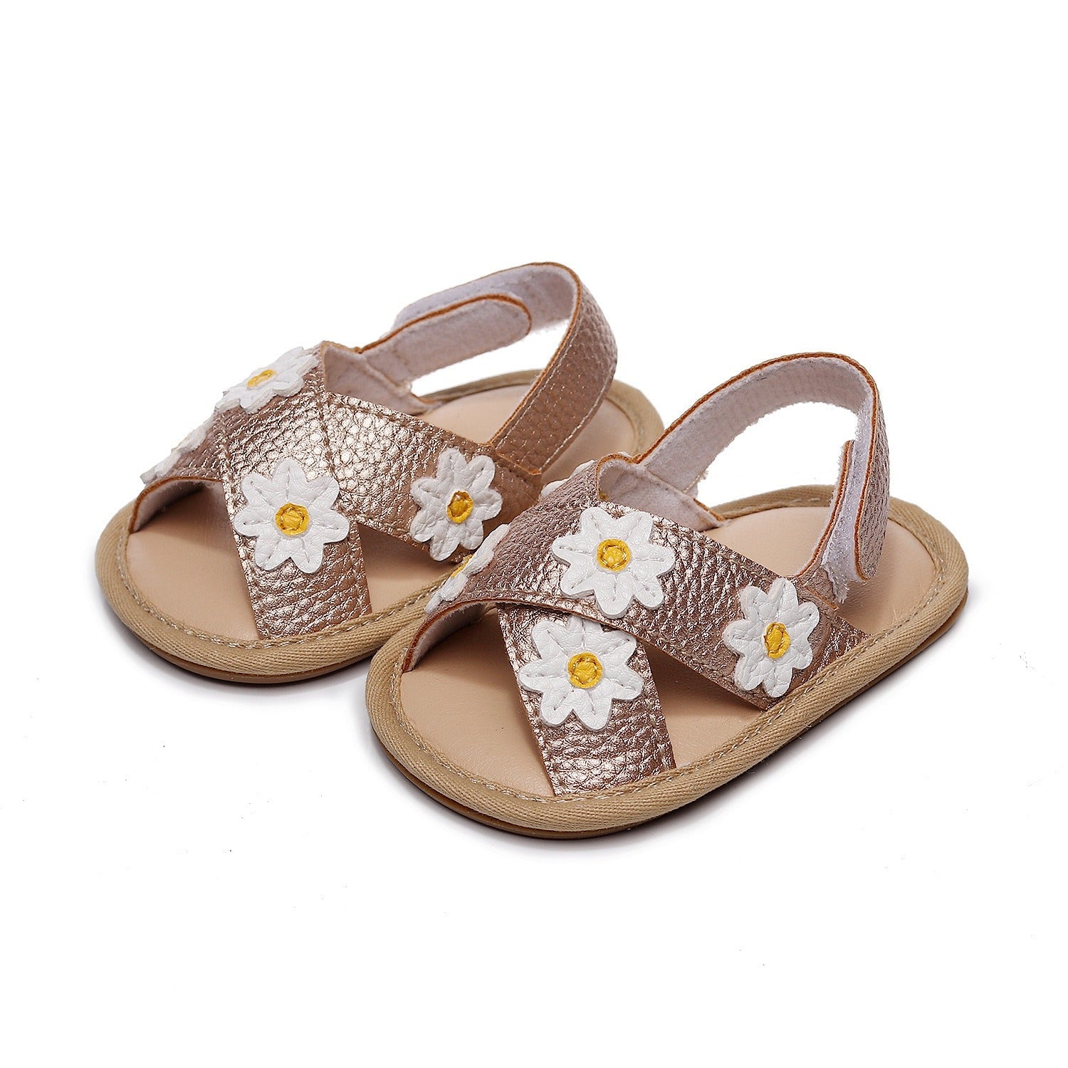 Cross strap small flower children's and girls' sandals, baby and baby comfortable walking shoes