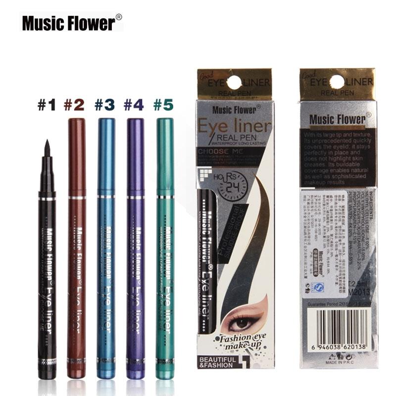 Music Flower New Makeup Cosmetic Black Eyeliner Waterproof Eye Liner Pencil Shadow KAJAL Gel Eyeliner Make up Smokey Eye