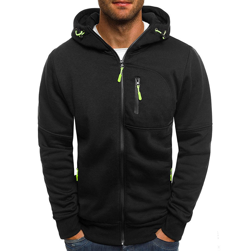 New men's sports, fitness, leisure jacquard hoodie, cardigan, hooded jacket