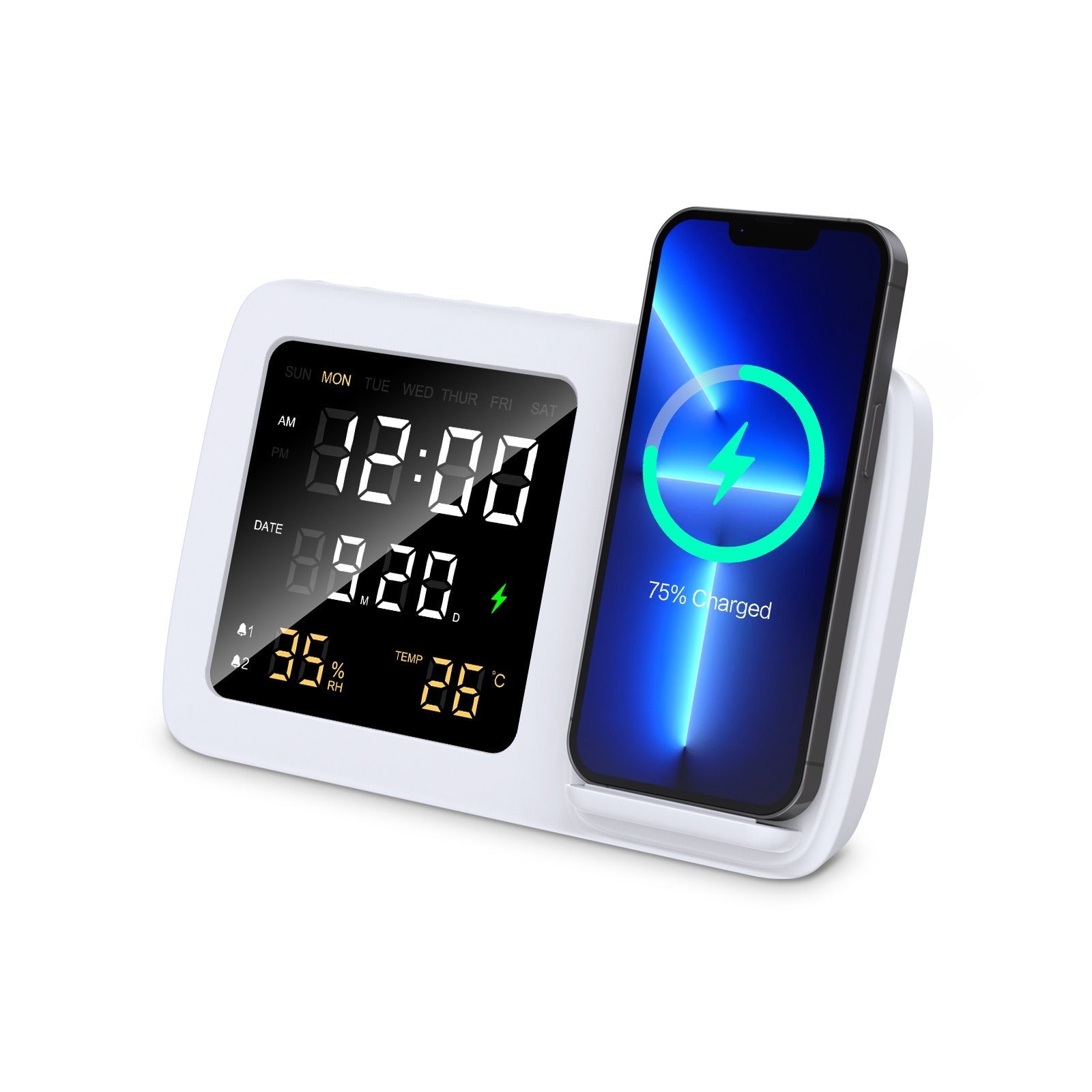 Digital clock wireless charging 15W intelligent three in one alarm clock wireless charging calendar desktop charging