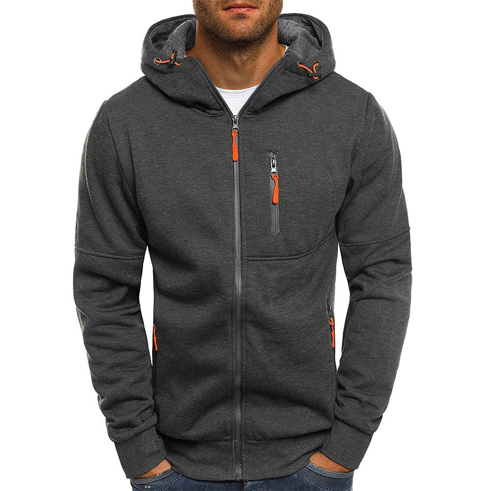 New men's sports, fitness, leisure jacquard hoodie, cardigan, hooded jacket