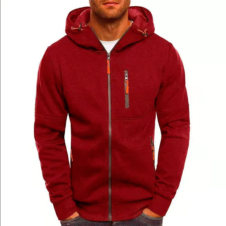 New men's sports, fitness, leisure jacquard hoodie, cardigan, hooded jacket