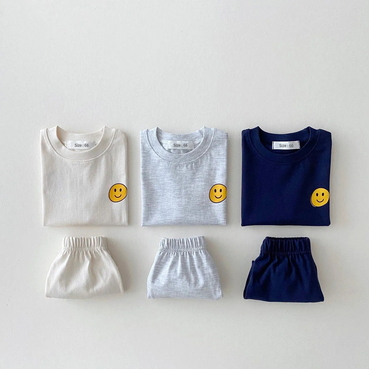 Children's Clothing Candy Color Cotton Casual Short Sleeve Suit Baby Smiley Letter T-Shirt Shorts