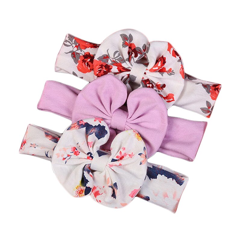 3 Pcs/Set Printed Baby Headband Elastic Bows Newborn Kids Turban Dot Headbands Hair Band For Girls Baby Hair Accessories