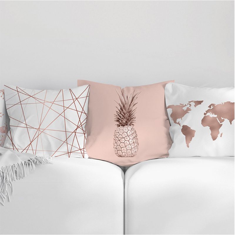 Lash Pillow Case Rose Gold Geometric Pineapple Glitter Polyester Sofa Decorative Cushion Cover for Home Decor