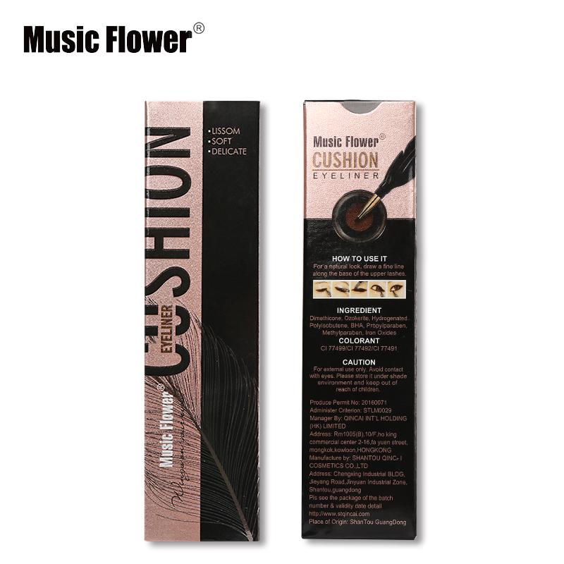 Music Flower Eyes Make Up Cushion Eyeliner Waterproof Long Lasting Eye Liner Pencil Black Quick-drying Eyelid Natural