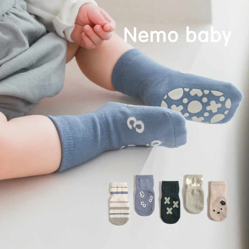 New Baby Floor Socks Combed Cotton Summer Boys And Girls Early Education Cool Toddler Non-Slip Mid-Tube Socks