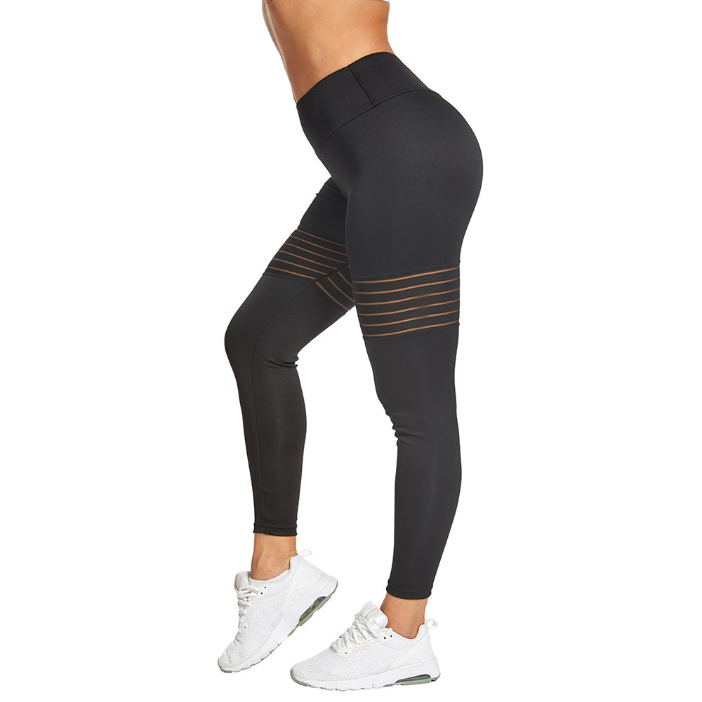 Fitness sports breathable mesh splicing pleated sports bottoming yoga pants