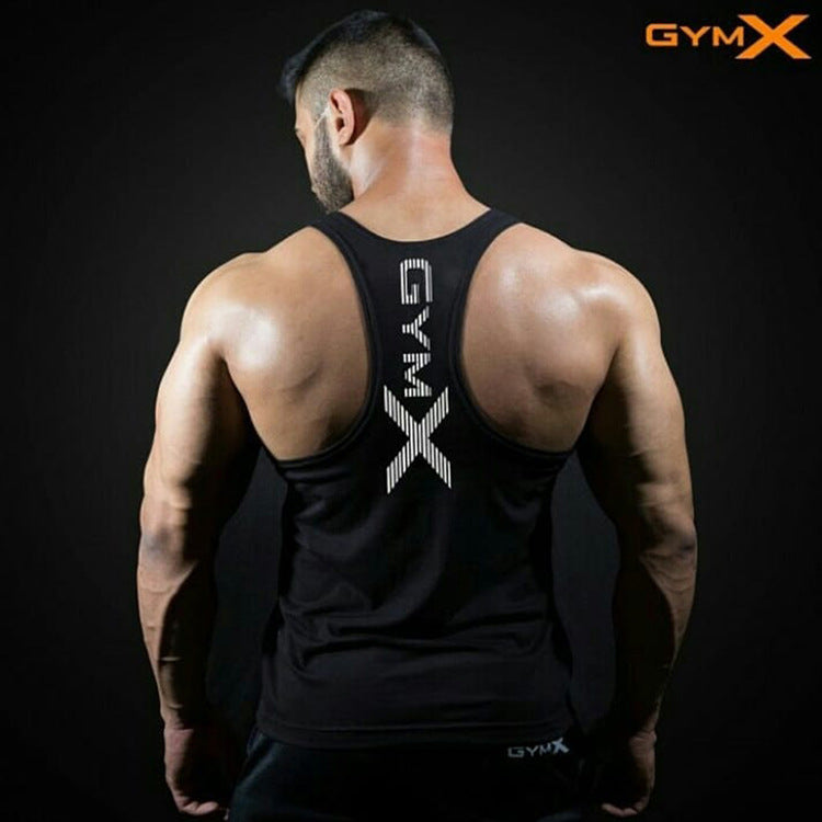 Men's fitness vest muscle exercise tight fitting T-shirt quick drying top fitness suit muscle training sleeveless