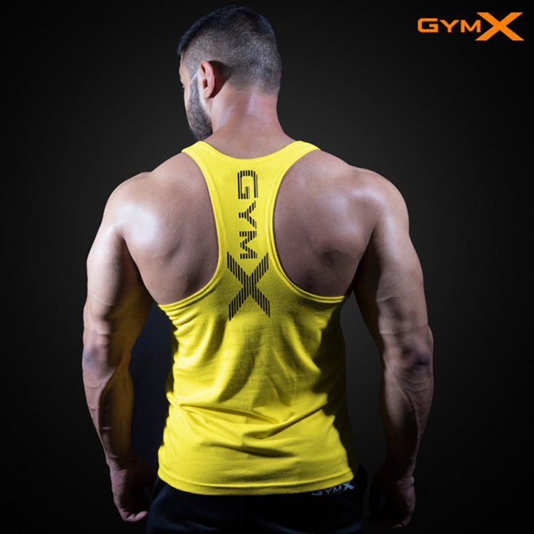 Men's fitness vest muscle exercise tight fitting T-shirt quick drying top fitness suit muscle training sleeveless