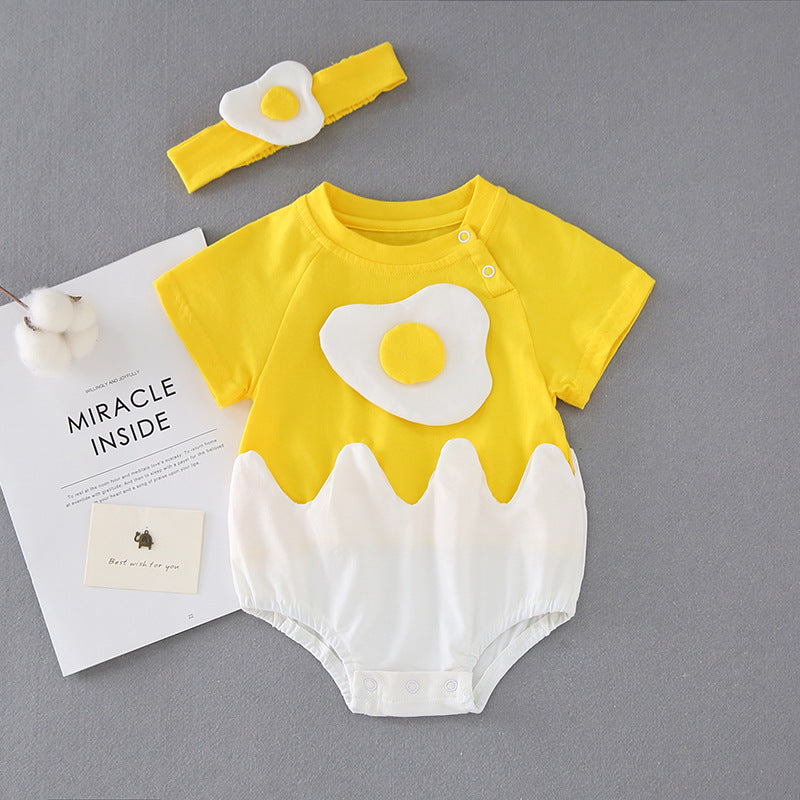 Baby Onesie Summer Cartoon Three-Dimensional Egg Yolk Shape Newborn Go Out Romper Summer Girl Baby Wrapping Clothes