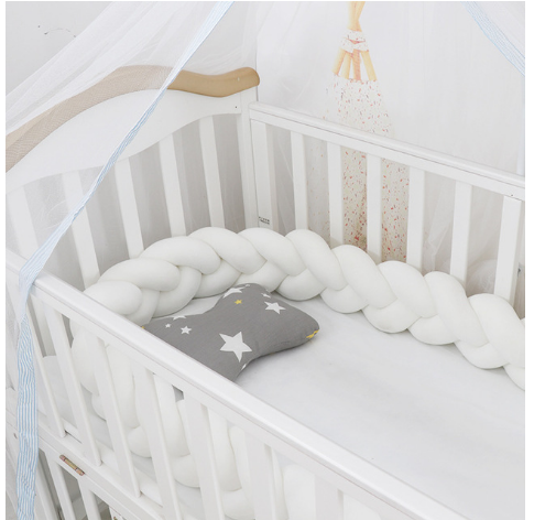 100cmBaby Bumper Bed Braid Knot Pillow Cushion Bumper for Infant Kids Crib Protector Cot Bumper Room Decor Anti-collision Bumper