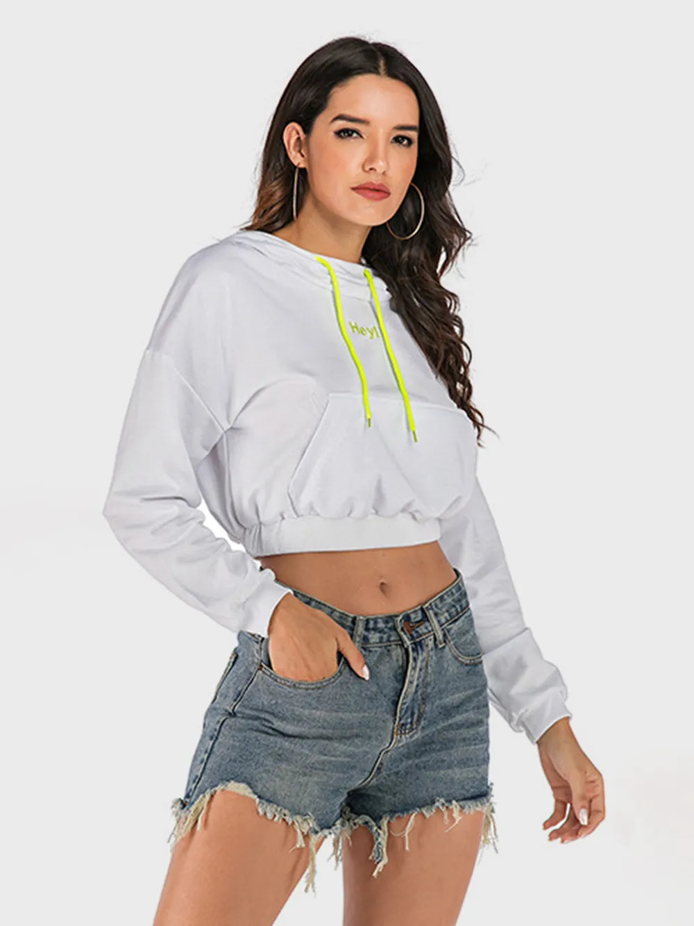 Drawstring Letter Long Sleeve Hoodie