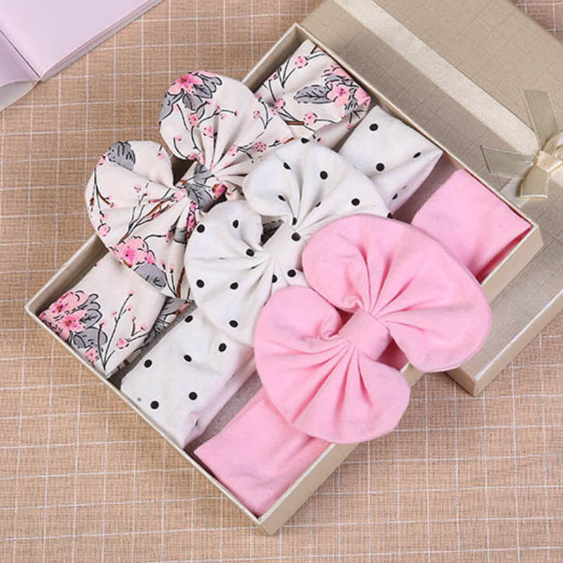 3 Pcs/Set Printed Baby Headband Elastic Bows Newborn Kids Turban Dot Headbands Hair Band For Girls Baby Hair Accessories