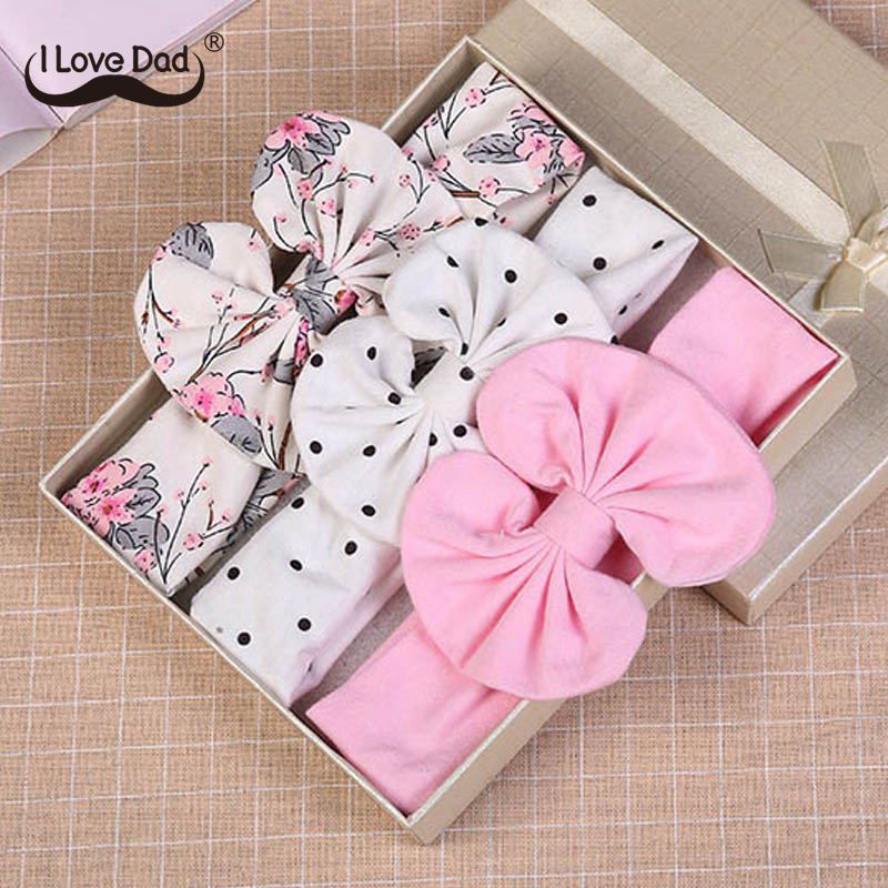 3 Pcs/Set Printed Baby Headband Elastic Bows Newborn Kids Turban Dot Headbands Hair Band For Girls Baby Hair Accessories