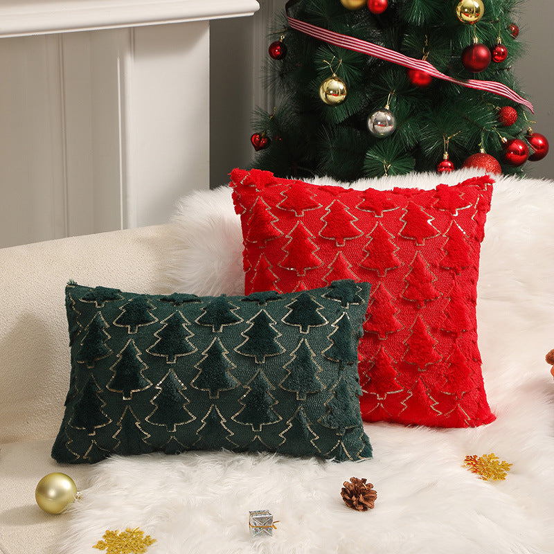 pillow bedroom headboard cushion Christmas tree romantic plush pillowcase ﻿