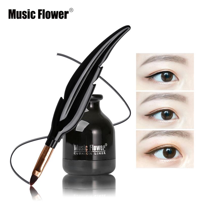 Music Flower Eyes Make Up Cushion Eyeliner Waterproof Long Lasting Eye Liner Pencil Black Quick-drying Eyelid Natural