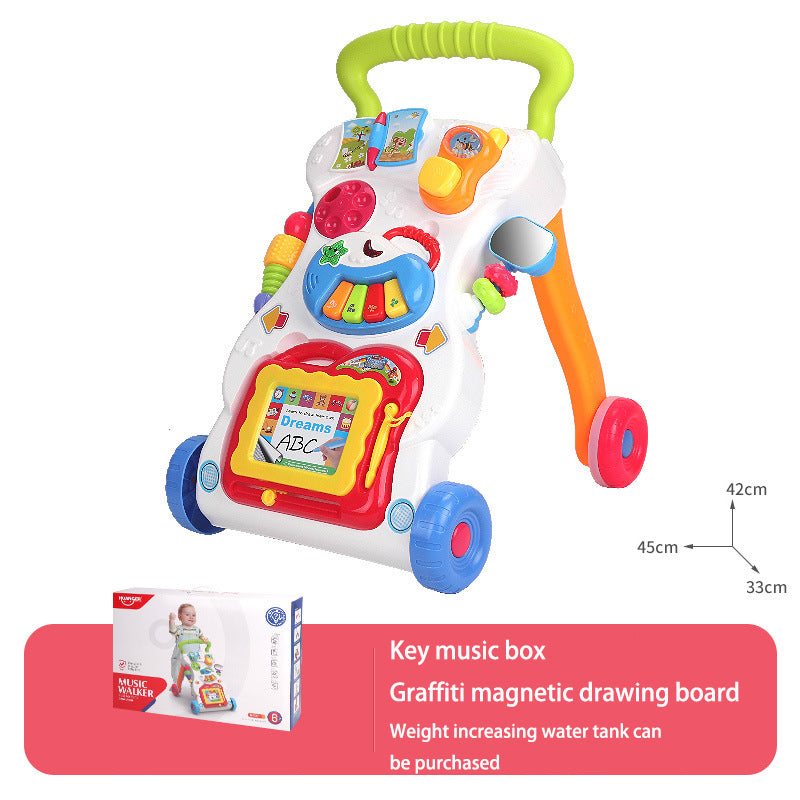 Baby Hand Push Toddler Toys Children's Music Glide Baby Anti-Rollover Multifunctional Walker