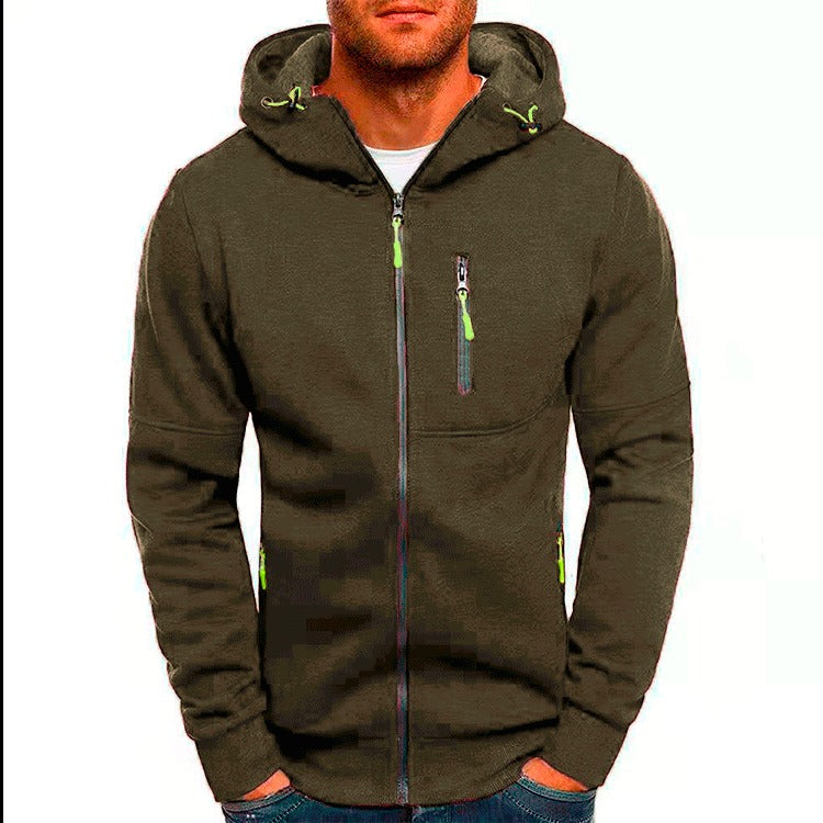 New men's sports, fitness, leisure jacquard hoodie, cardigan, hooded jacket