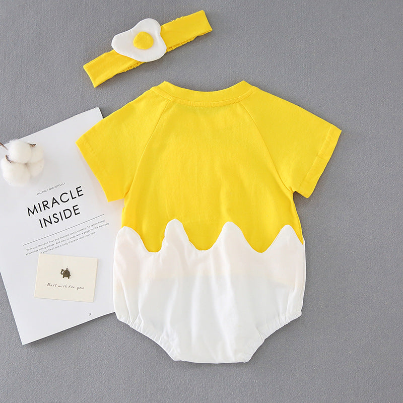 Baby Onesie Summer Cartoon Three-Dimensional Egg Yolk Shape Newborn Go Out Romper Summer Girl Baby Wrapping Clothes