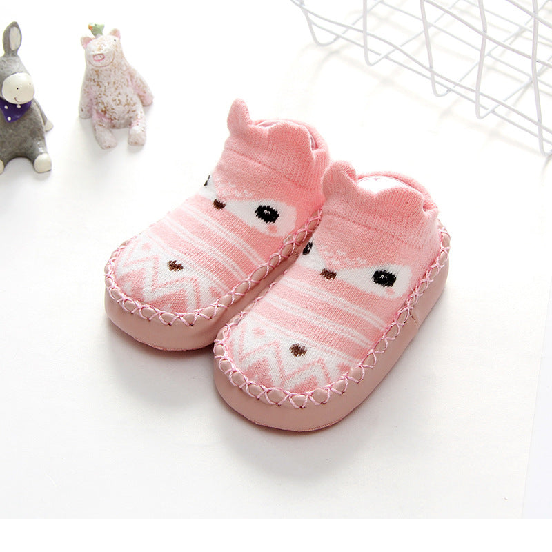 Spring and Autumn Cartoon Fox Style Children's Floor Socks Baby Toddler Shoes Socks Boys Baby Girl Baby Non-slip Soft Leather Sole Shoes