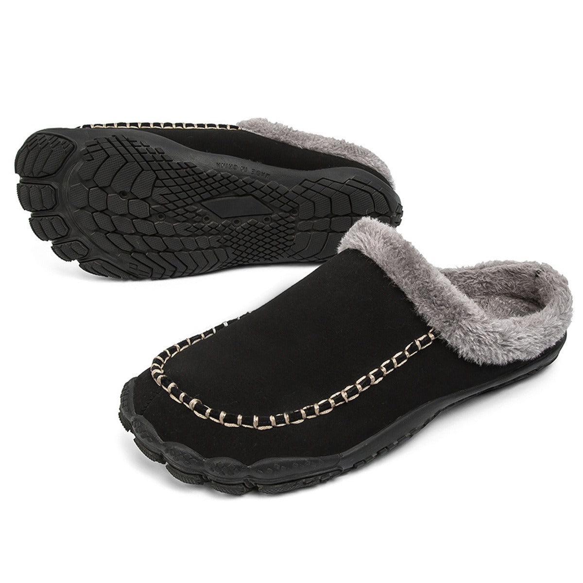 Cotton slippers for men in autumn and winter, indoor leisure, fitness, and sports shoes, anti slip, home warmth, and floor wool slippers