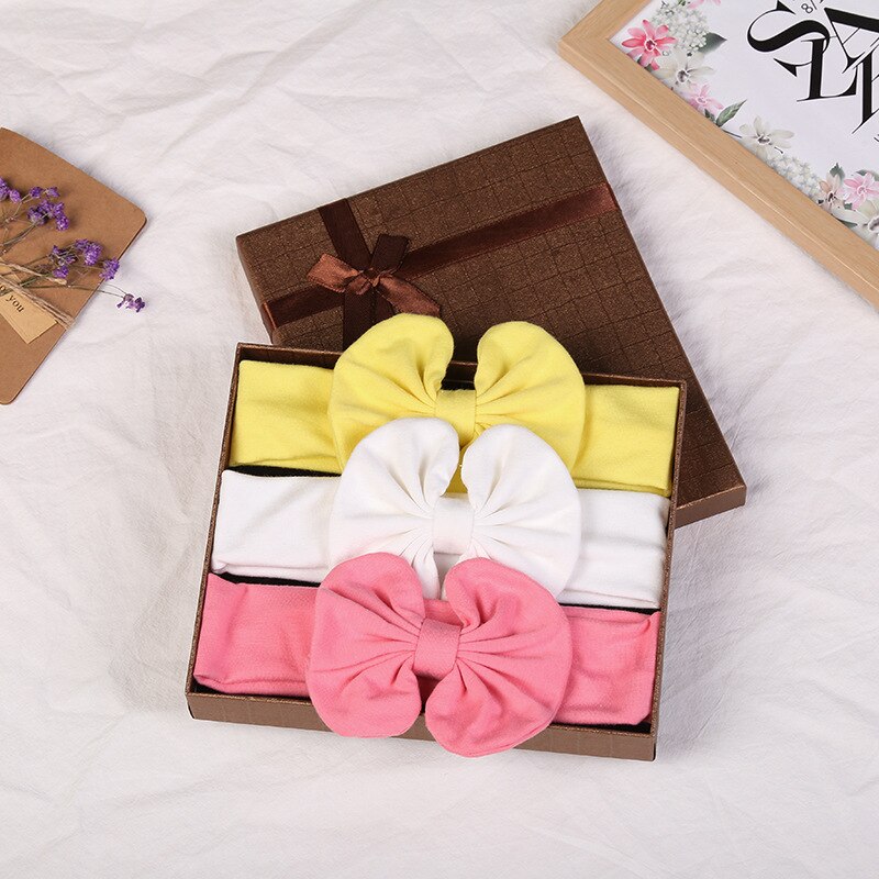 3 Pcs/Set Printed Baby Headband Elastic Bows Newborn Kids Turban Dot Headbands Hair Band For Girls Baby Hair Accessories