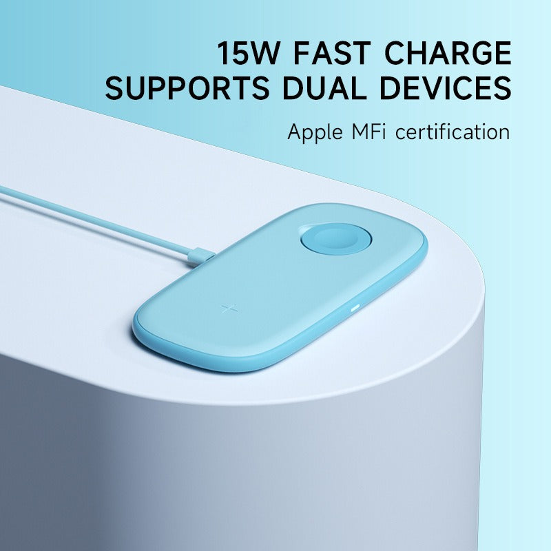 2-in-1 wireless charger suitable for Apple Watch, mobile phone multifunctional wireless charging, desktop ultra-thin