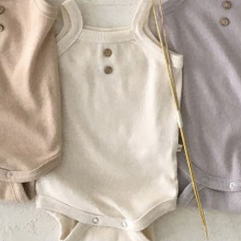 Korean Version Ins Summer Simple Baby Baby Soft Sling Jumpsuit Cotton Romper Vest Triangle Bag Fart