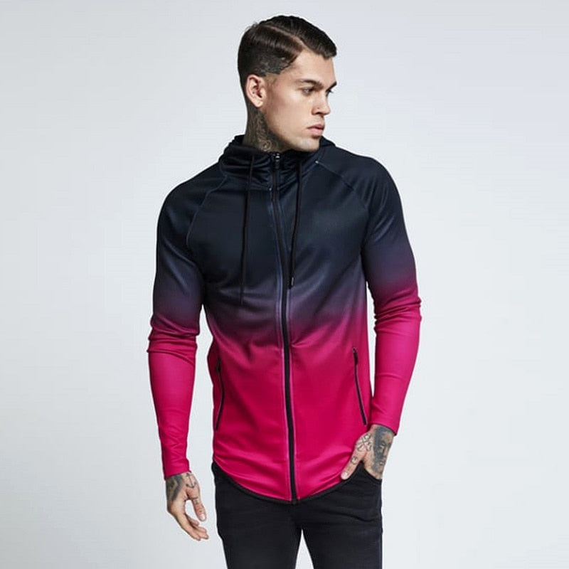 Mens Hooded Running Jacket Gym Training Fitness Sportswear Hiking Jersey Windproof Coat Outdoor Jogging Jackets Men Tracksuit