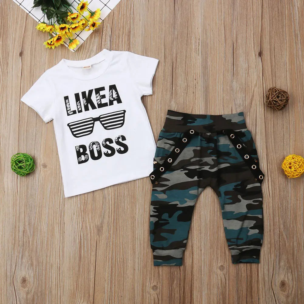 Newborn Infant Toddler Baby Boy Clothes Set Kids Boys Cute Short Sleeve T-Shirt Top+Pants Outfits Clothing Set