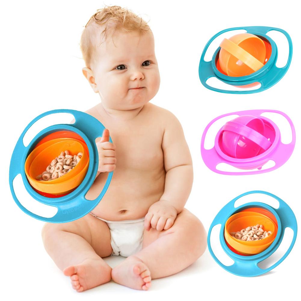 Baby Feeding Dish Cute Baby Gyro Bowl Universal 360 Rotate Spill-Proof Bowl Baby Food Feeding Boxes