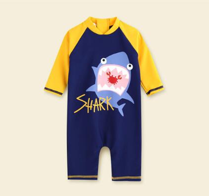 Swimwear Baby Kids Long Sleeve Blue Fish Baby Boy Swimwear Suits One Piece Swimsuit Baby Swimsuit Bathing Suits 80-130cm Baby