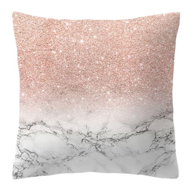 Lash Pillow Case Rose Gold Geometric Pineapple Glitter Polyester Sofa Decorative Cushion Cover for Home Decor