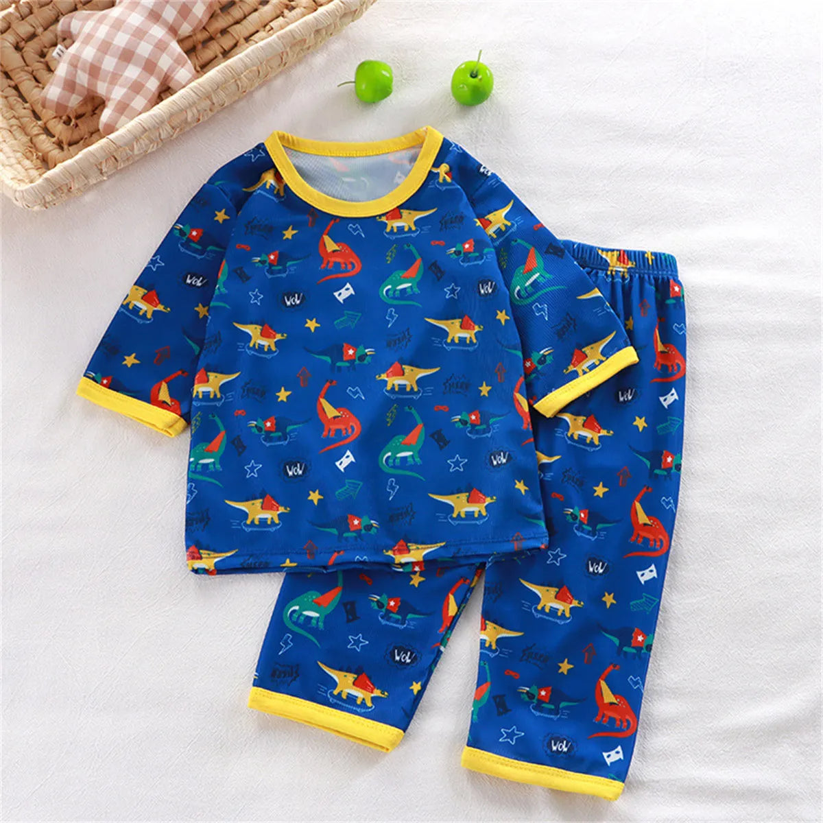 hibobi 2-Piece Children Air-Conditioning Clothing Summer Home Clothes Three-Quarter Sleeve Underwear Set Baby Pajamas Tracksuit