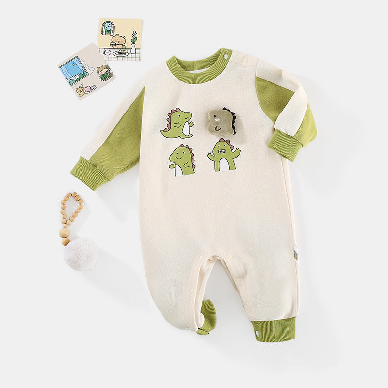 Baby Jumpsuit Spring And Autumn New Boy Baby Jumpsuit Dinosaur Long-Sleeved Newborn Clothes Korean Version Of Baby Clothes